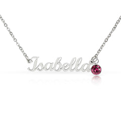 Name Necklace with Birthstone