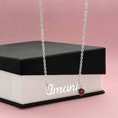 Name Necklace with Birthstone