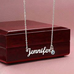 Name Necklace with Birthstone
