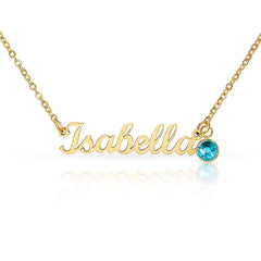 Name Necklace with Birthstone