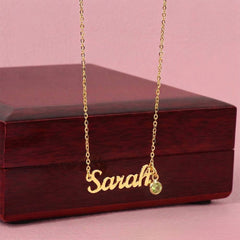 Name Necklace with Birthstone