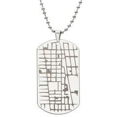 Custom Engraved Dog Tag Map Necklace