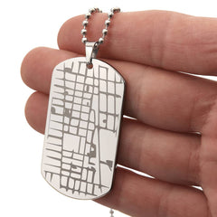 Custom Engraved Dog Tag Map Necklace