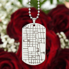 Custom Engraved Dog Tag Map Necklace