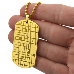 Custom Engraved Dog Tag Map Necklace
