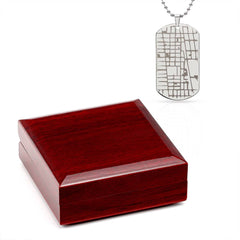Custom Engraved Dog Tag Map Necklace