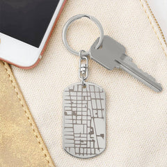Custom Engraved Dog Tag Keychain - Engrave Your Map Location!