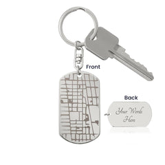 Custom Engraved Dog Tag Keychain - Engrave Your Map Location!