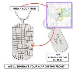 Custom Engraved Dog Tag Map Necklace