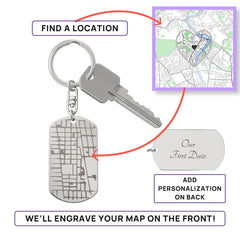 Custom Engraved Dog Tag Keychain - Engrave Your Map Location!