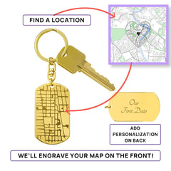 Custom Engraved Dog Tag Keychain - Engrave Your Map Location!